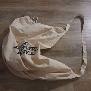 Good Shepherd Services Beige / Cream Large Cotton Drawstring Tote Bag Unisex VTG